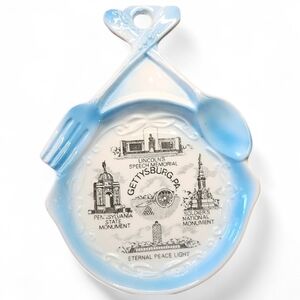 Vintage Gettysburg PA Spoon Rest Lincoln Memorial Blue Japan